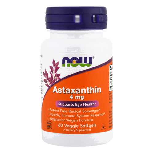Для зрения NOW Astaxanthin 4 мг 60 капсул в Планета Здоровья