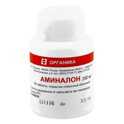 Аминалон таблетки, покрытые оболочкой 250 мг 100 шт. в Планета Здоровья