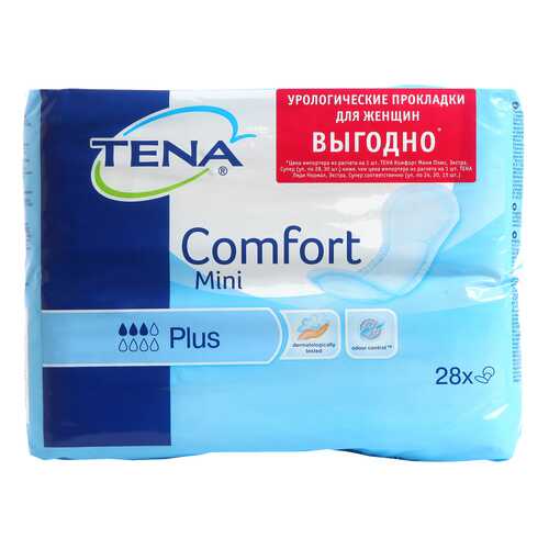 Урологические прокладки для женщин, 28 шт. Tena Comfort Mini Plus в Планета Здоровья