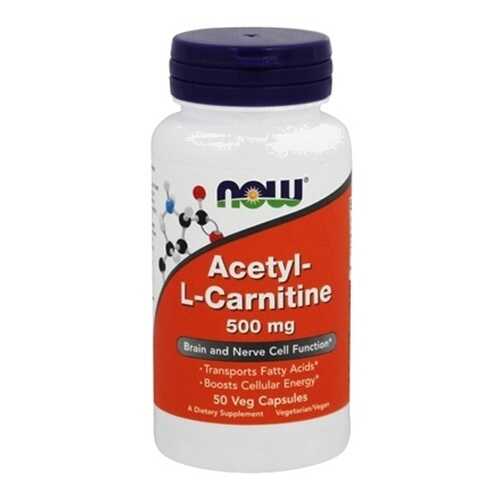 Ацетил-L-карнитин NOW 500 мг 50 капсул в Планета Здоровья