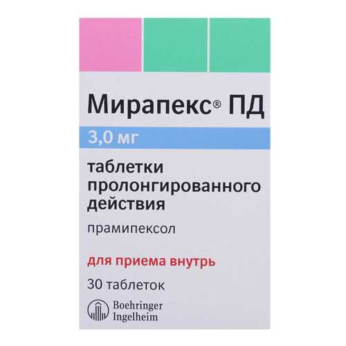 Мирапекс ПД таблетки 3 мг 30 шт. в Планета Здоровья