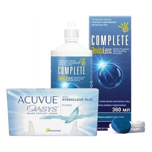 Контактные линзы Acuvue Oasys 6 линз R 8.4 -3.25 + Раствор Complete RevitaLens 360 мл в Планета Здоровья