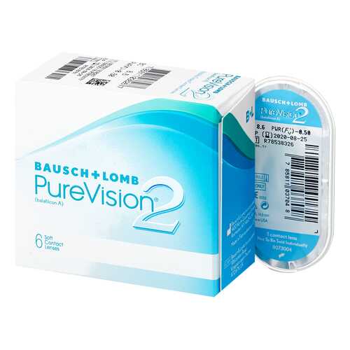 Контактные линзы PureVision 2 6 линз -1,50 в Планета Здоровья