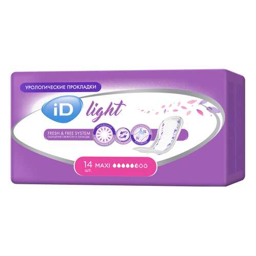 Урологические прокладки для женщин, 14 шт. iD Light Maxi в Планета Здоровья