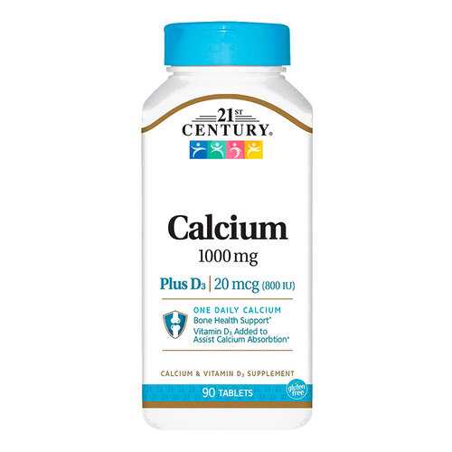 Кальций и витамин Д-3 21ST CENTURY Calcium 1000 + D3 таблетки 90 шт. в Планета Здоровья