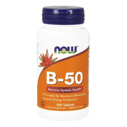 Комплекс витаминов группы B NOW B-50 Complex 100 капсул без вкуса в Планета Здоровья